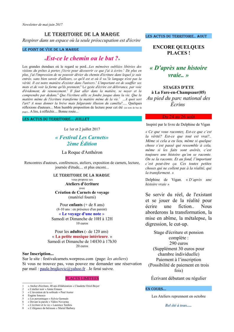 newsletter mai juin 2017