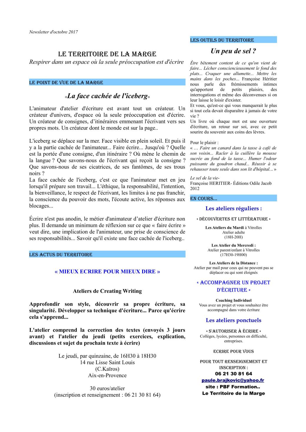 newsletter octobre 2017